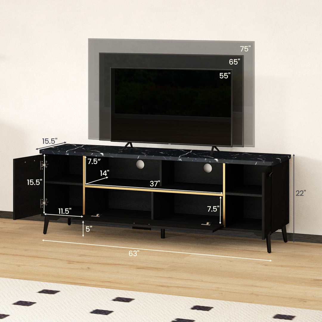 Giantex TV Stand for TVs up to 75", 63-Inch Mid Century Modern Entertainment Center with Flip Door Cabinet