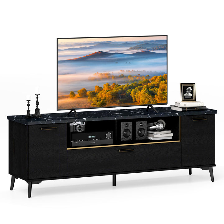 Giantex TV Stand for TVs up to 75", 63-Inch Mid Century Modern Entertainment Center with Flip Door Cabinet