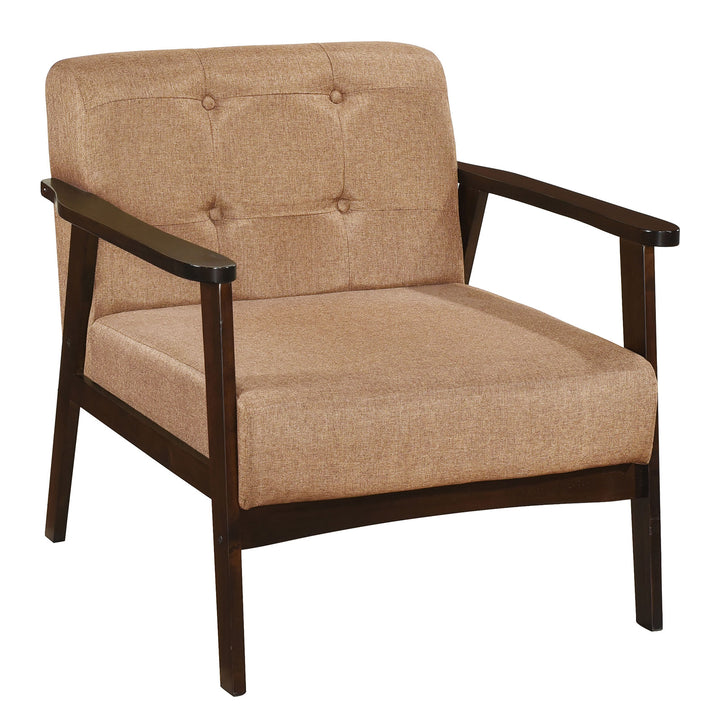 Giantex Mid Century Modern Accent Chair, Upholstered Tufted Armchair with Solid Rubber Wood Frame