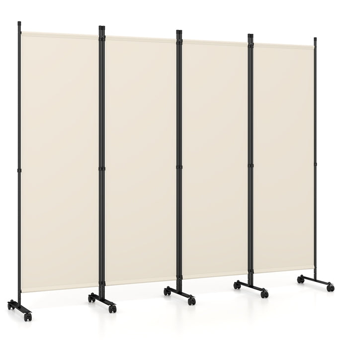 Giantex 4 Panel Room Divider, Folding Privacy Screen with Lockable Wheels, Rolling Partition Room Dividers