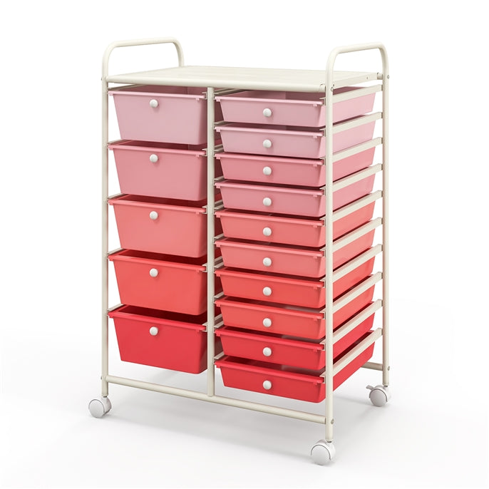 Giantex 15-Drawer Organizer Cart Office School Rolling Storage Cart