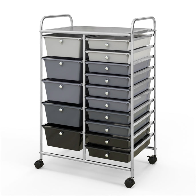 Giantex 15-Drawer Organizer Cart Office School Rolling Storage Cart