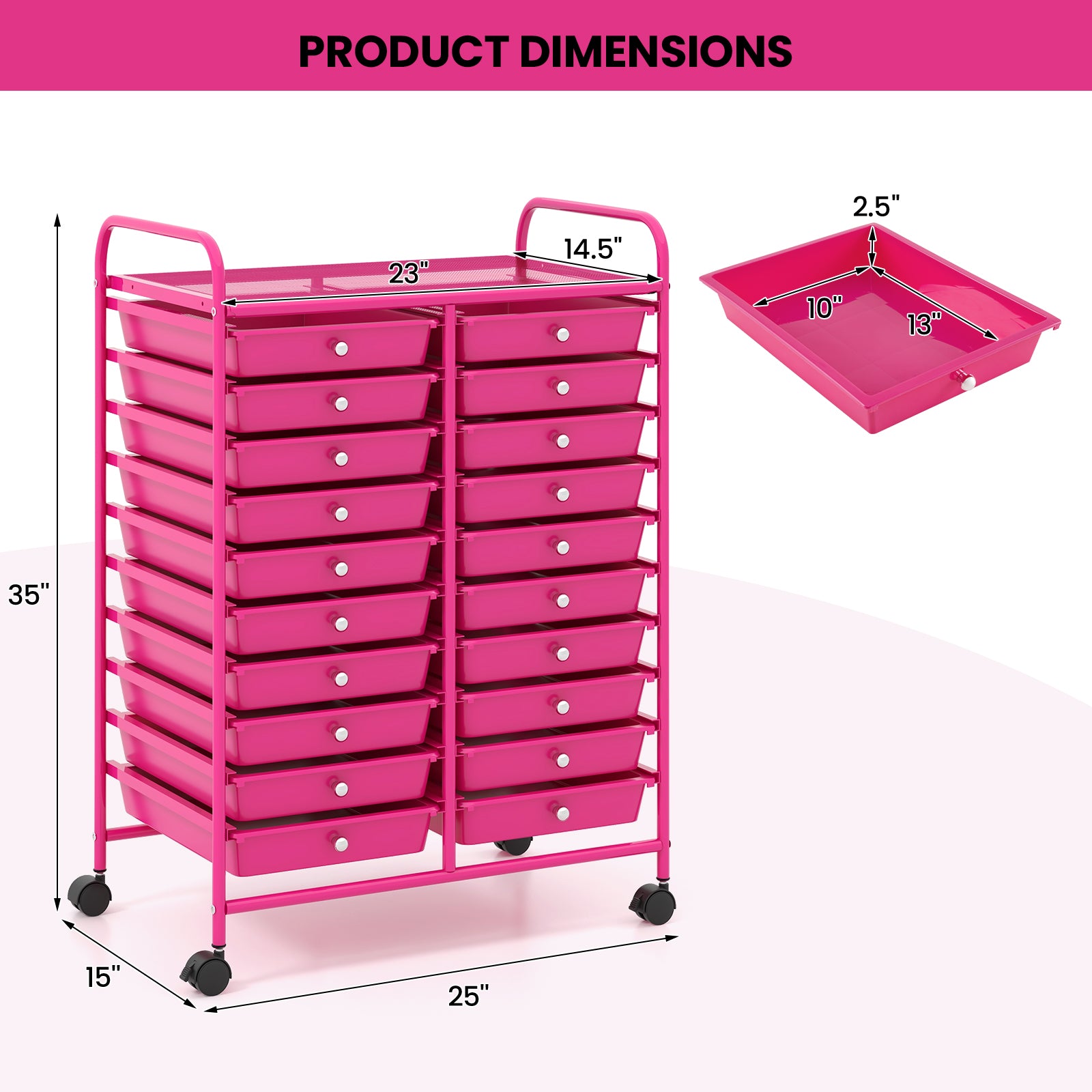 Giantex Storage Drawer Carts, 20-Drawer Organizer, Utility Cart on Wheels