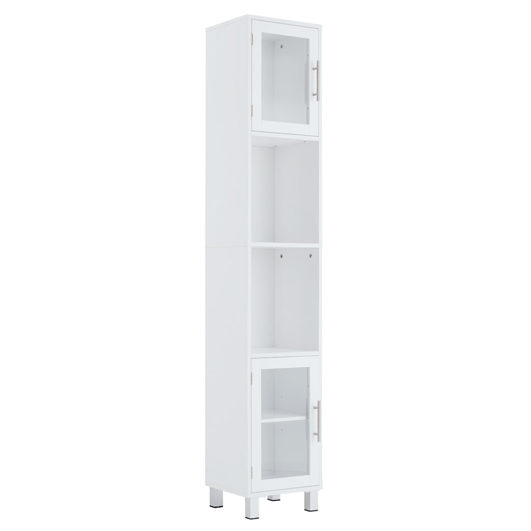 Tall Bathroom Cabinet, Home Bedroom Living Room Wood Linen Storage Cabinet Free Standing