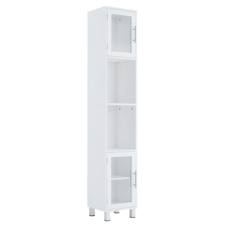 Tall Bathroom Cabinet, Home Bedroom Living Room Wood Linen Storage Cabinet Free Standing