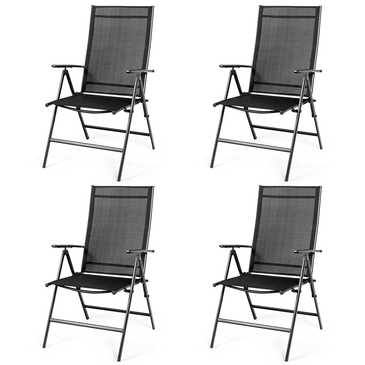 Giantex Set of 2 Patio Dining Chairs, Folding Outdoor Chairs (Black)