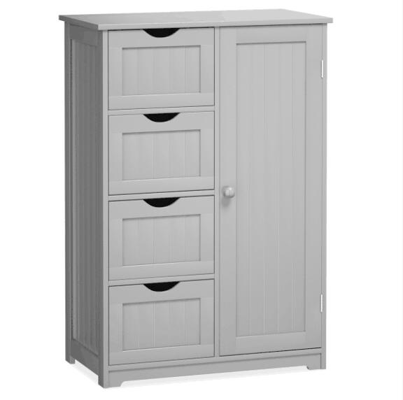 Giantex Bathroom Floor Cabinet Wooden with 1 Door & 4 Drawer