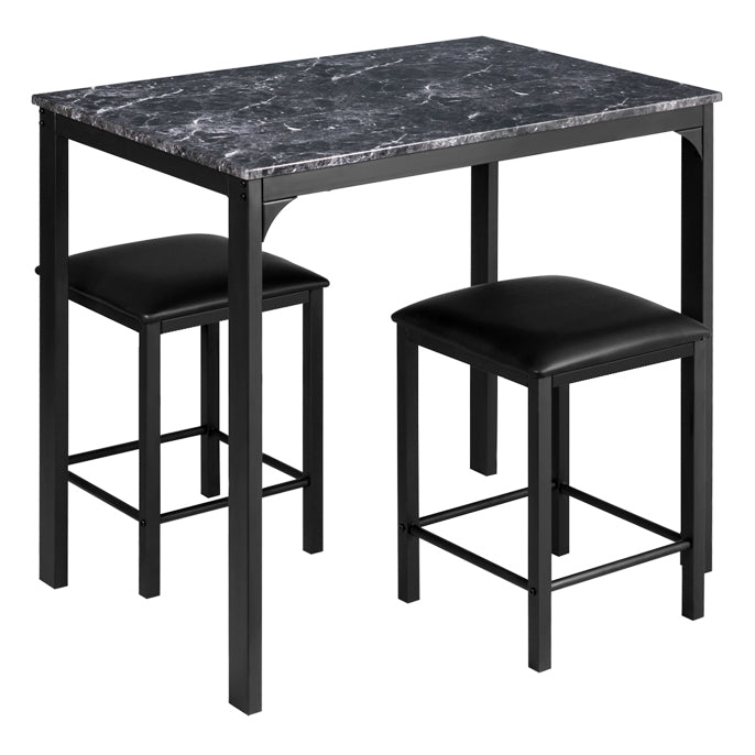 3 Pcs Dining Table and Chairs Set with Faux Marble Tabletop 2 Chairs