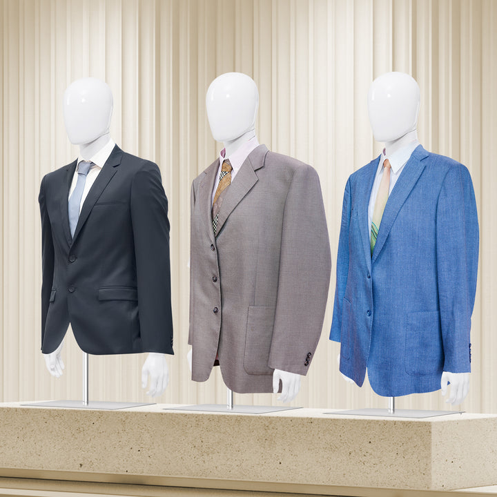 Giantex Male Mannequin Torso Adjustable Height Detachable Arms Dress Form Display w/Metal Stand, Bright White
