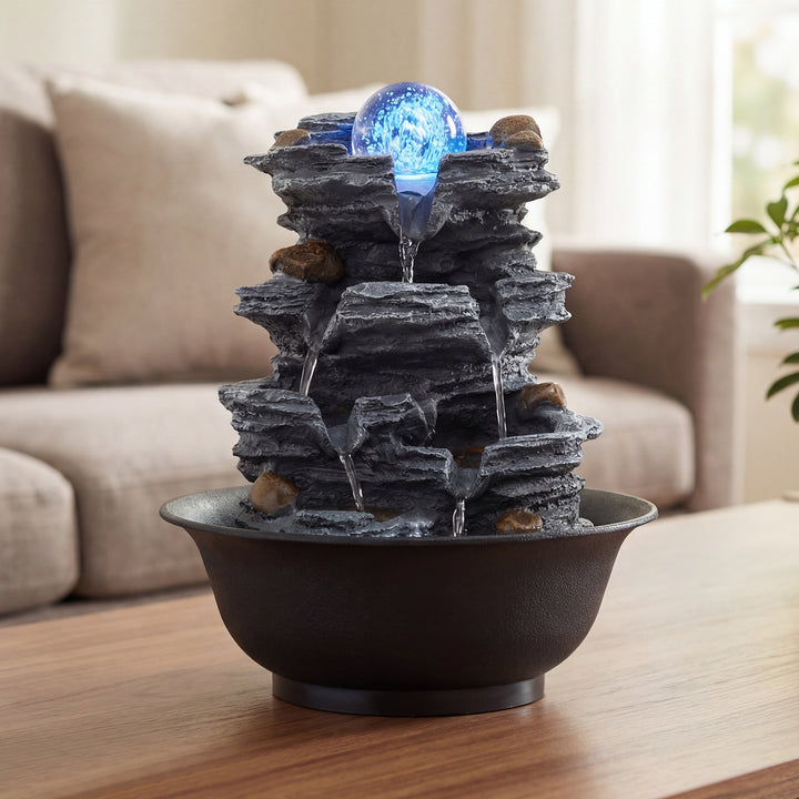 Giantex Tabletop Water Fountain with LED Lights