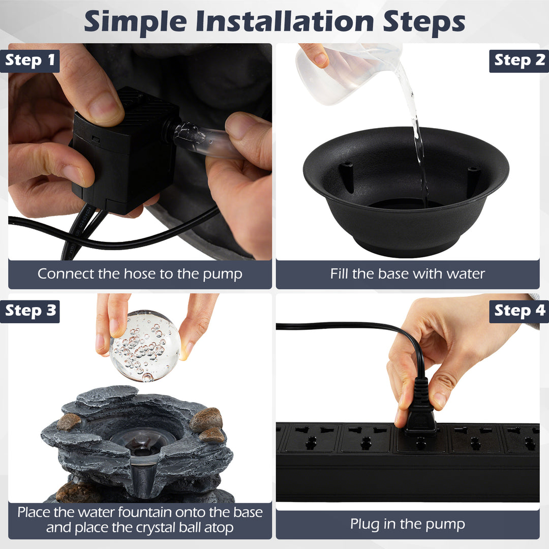 Giantex Tabletop Water Fountain with LED Lights