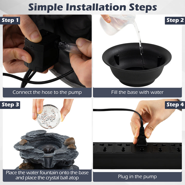 Giantex Tabletop Water Fountain with LED Lights