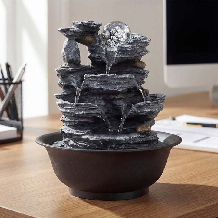 Giantex Tabletop Water Fountain with LED Lights