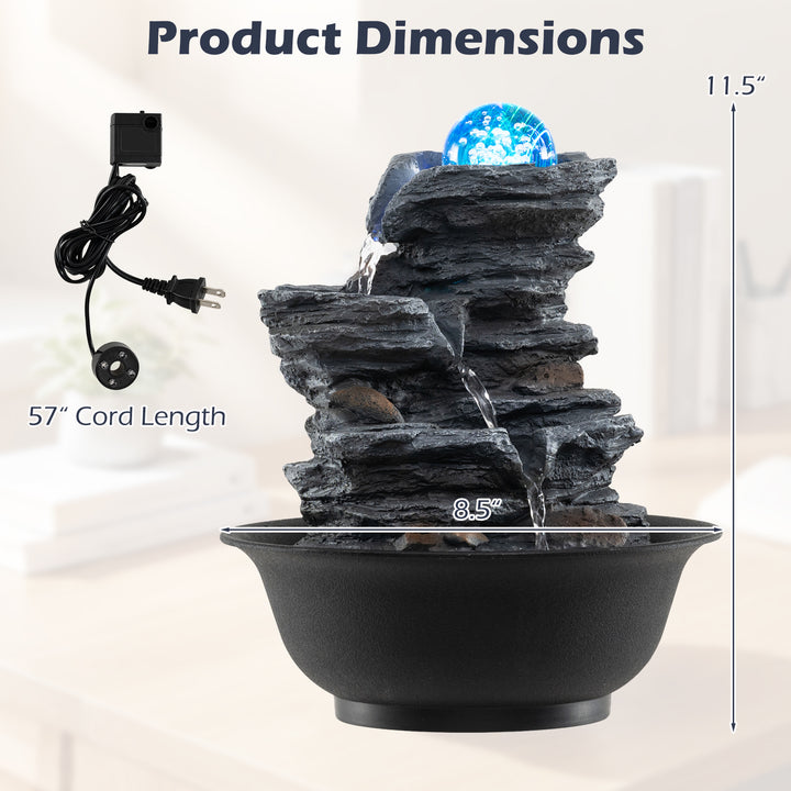 Giantex Tabletop Water Fountain with LED Lights