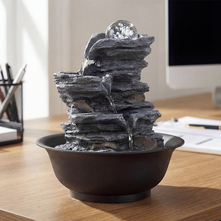 Giantex Tabletop Water Fountain with LED Lights