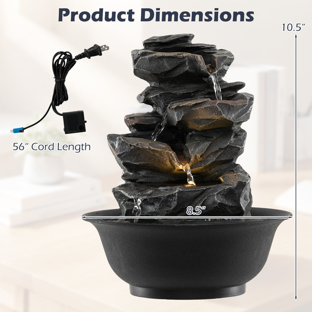 Giantex Tabletop Water Fountain with LED Lights