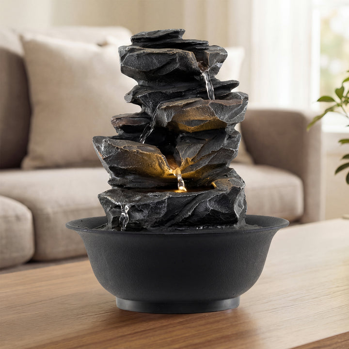 Giantex Tabletop Water Fountain with LED Lights