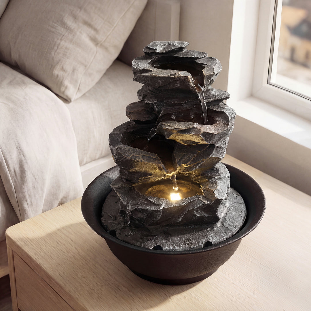 Giantex Tabletop Water Fountain with LED Lights