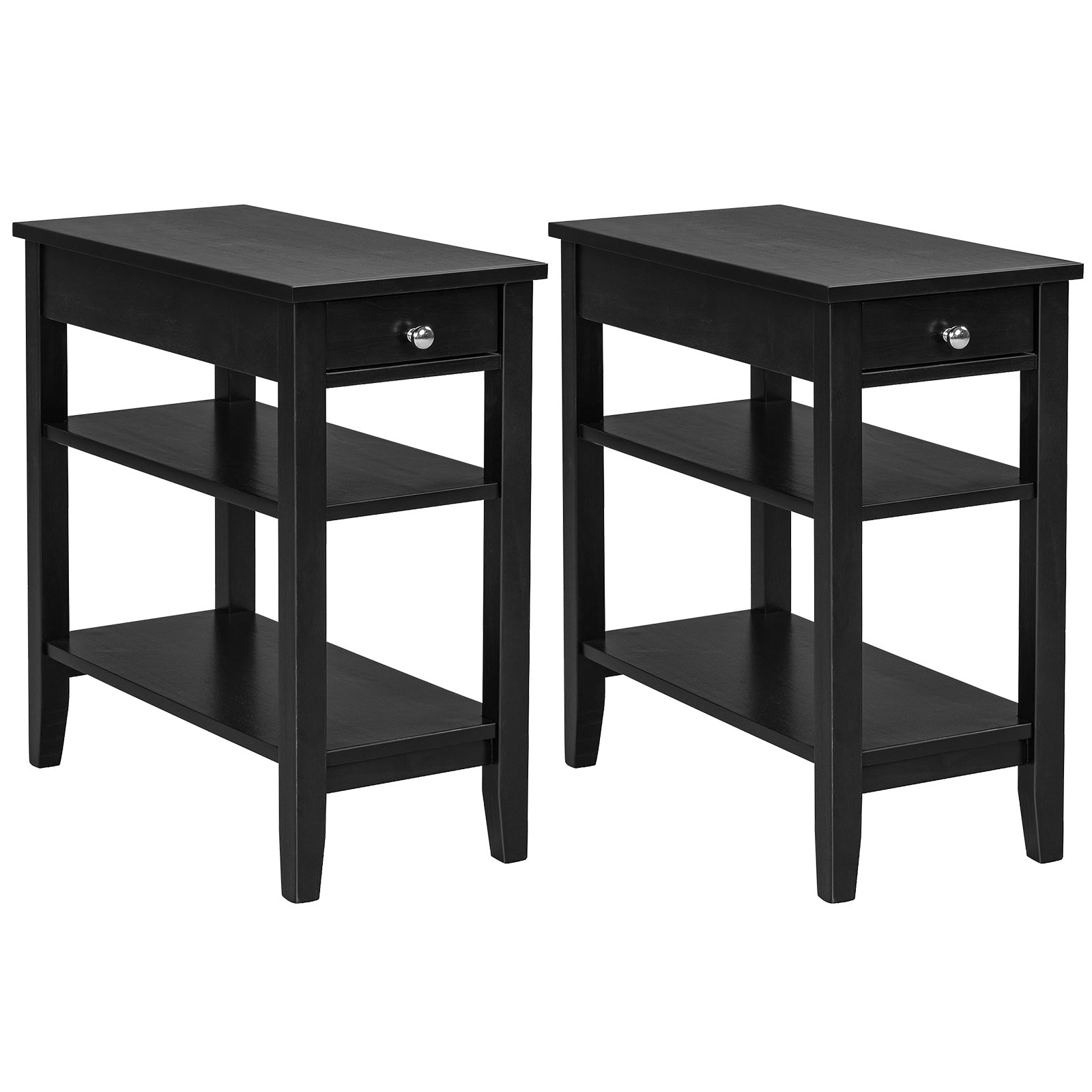 Giantex End Table Sofa Side Table with Drawer, 3-Tier Nightstand with Storage Shelves