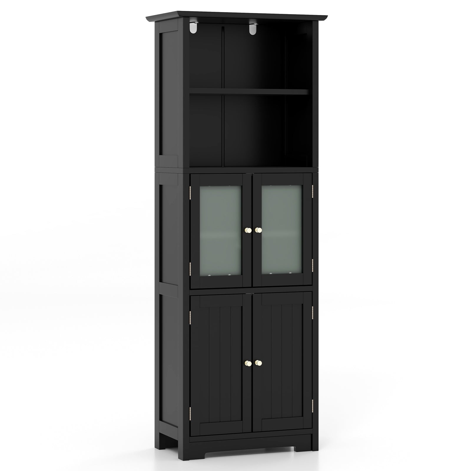 Giantex 64" Tall Bathroom Storage Cabinet, Freestanding Kitchen Pantry Cupboard with 2 Cabinets