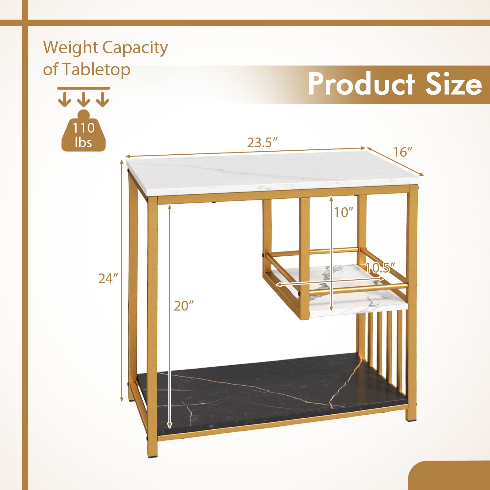 Giantex Side Table with Storage, 3-Tier End Table