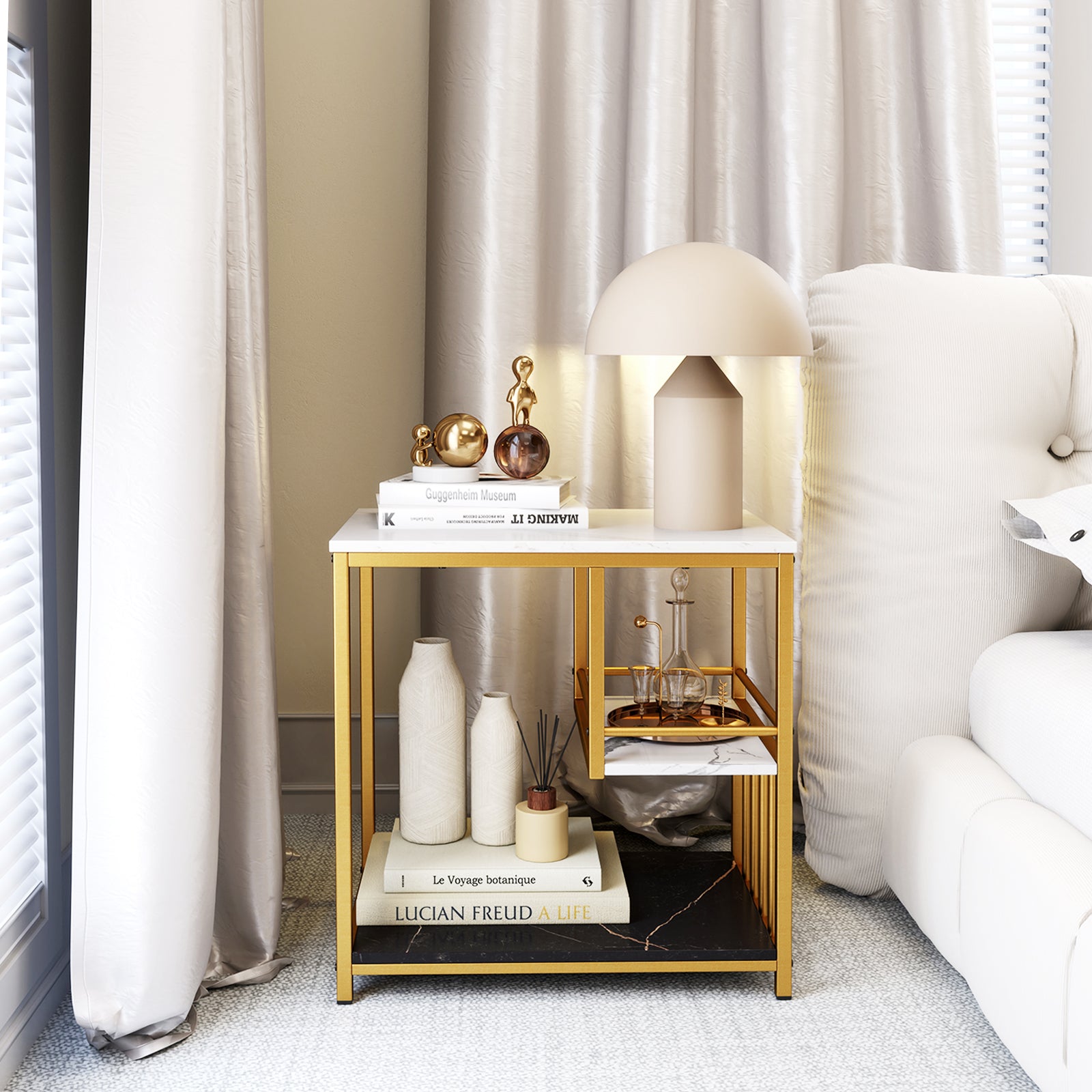 Giantex Side Table with Storage, 3-Tier End Table