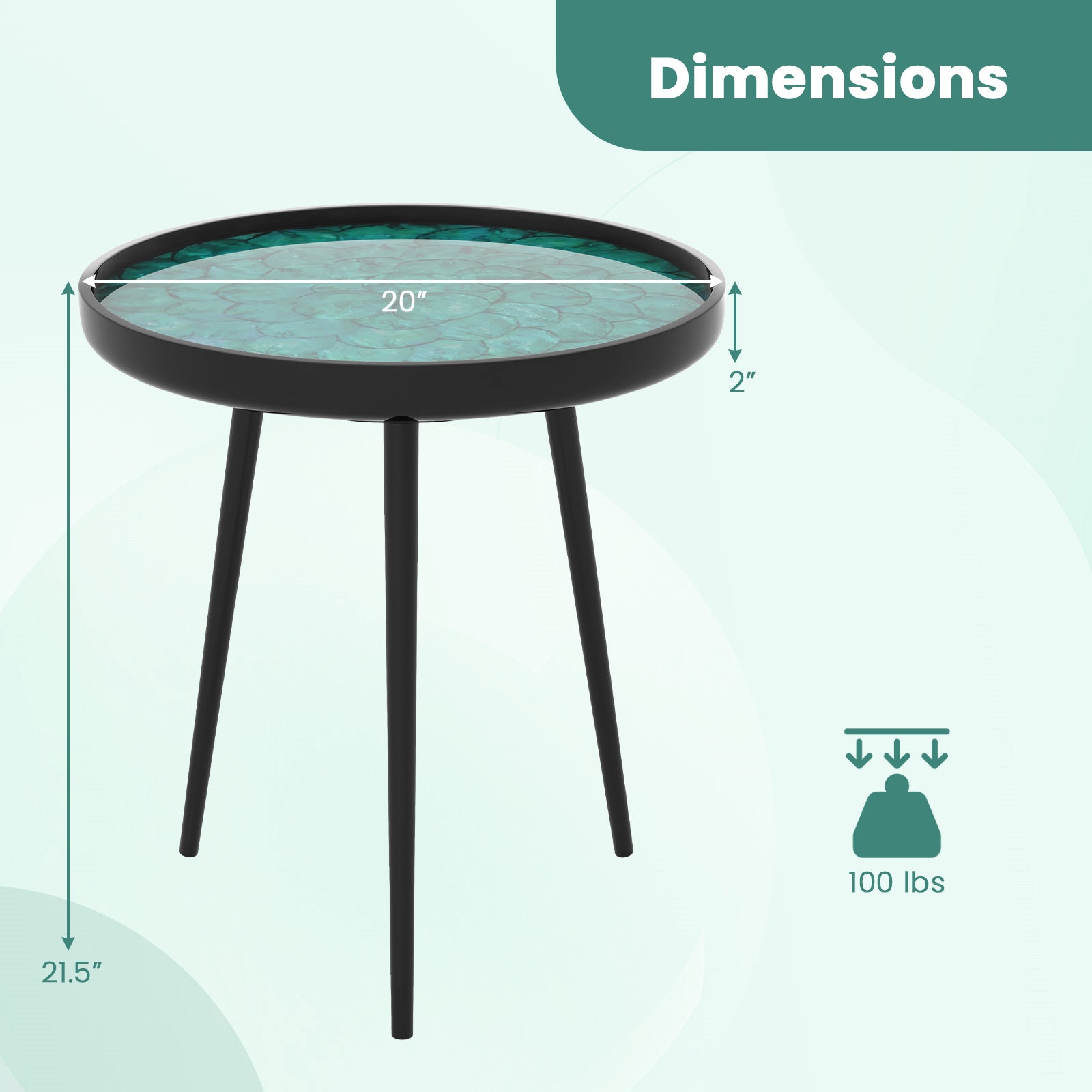 Giantex Outdoor Side Table, Round End Table with Epoxy Resin Finish