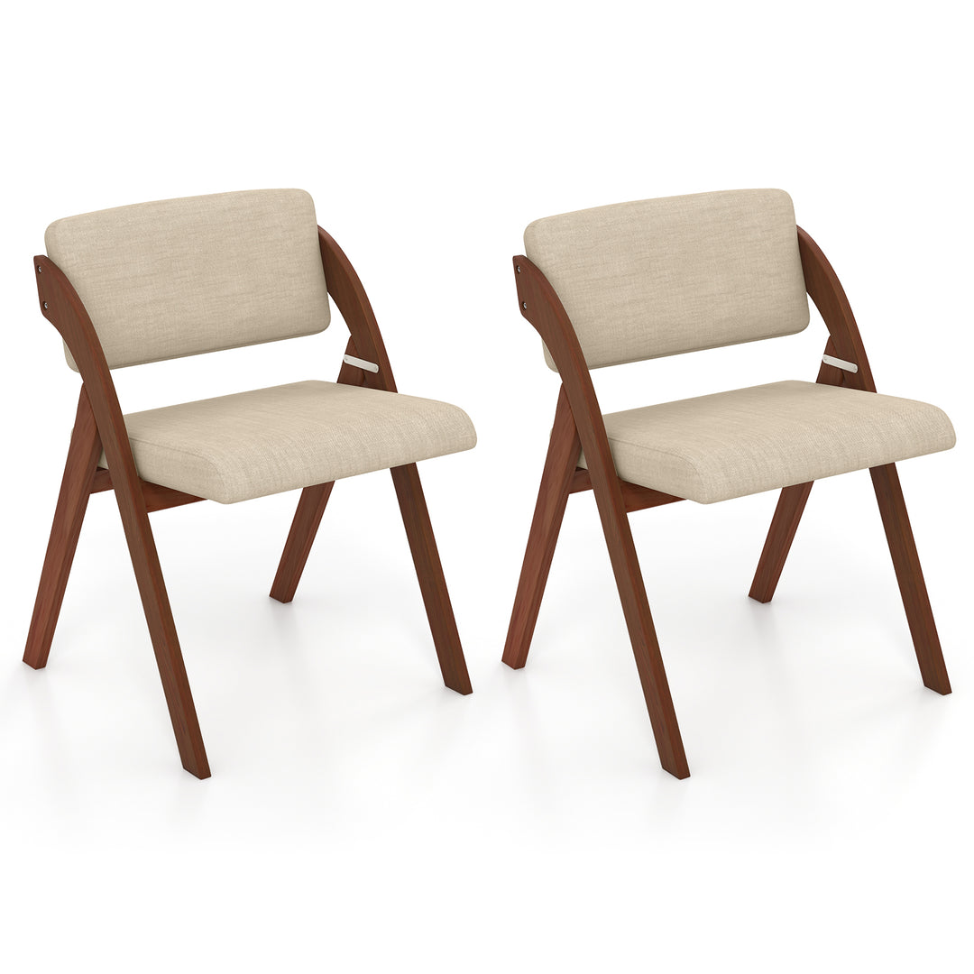 Giantex Set of 2 Folding Kitchen Dining Chairs with Rubber Wood Legs