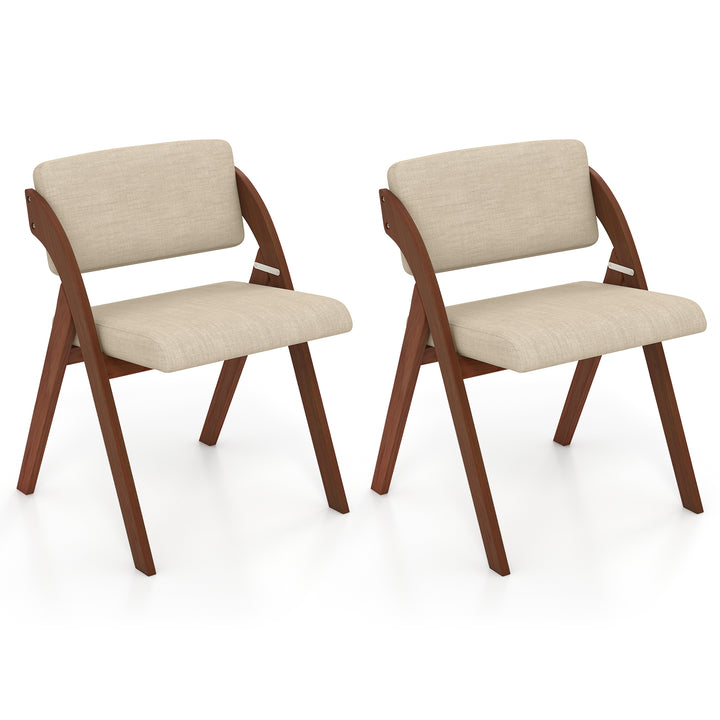 Giantex Set of 2 Folding Kitchen Dining Chairs with Rubber Wood Legs