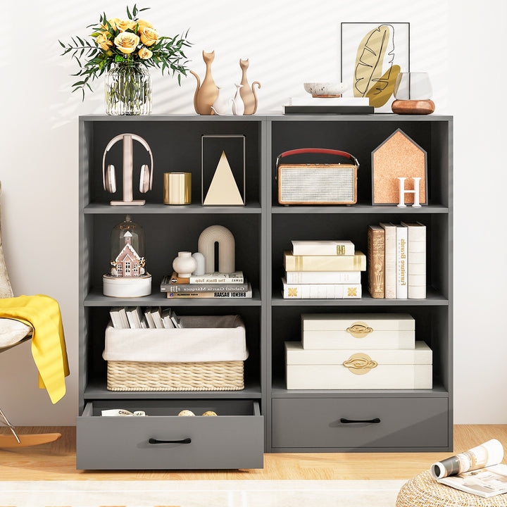 Giantex 4 Tier Bookcase with Drawer, 48" Tall Floor Standing Organizer Display Storage Shelves with Anti-toppling Device