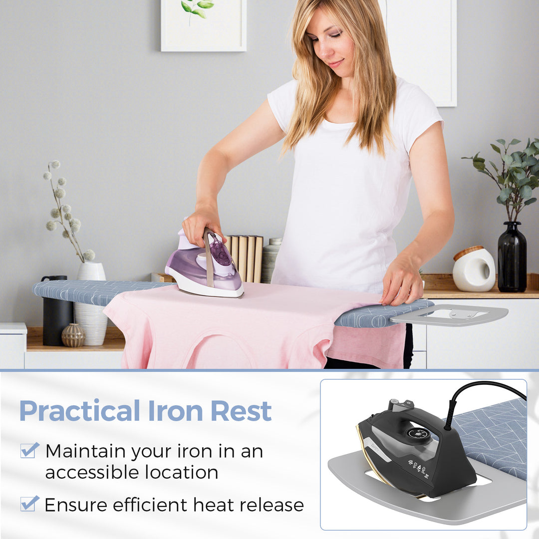 Giantex Ironing Board with Iron Rest, 48'' x 13.5'' Carbon Steel Iron Board with 4 Layer Heat Resistant Cover & Pad