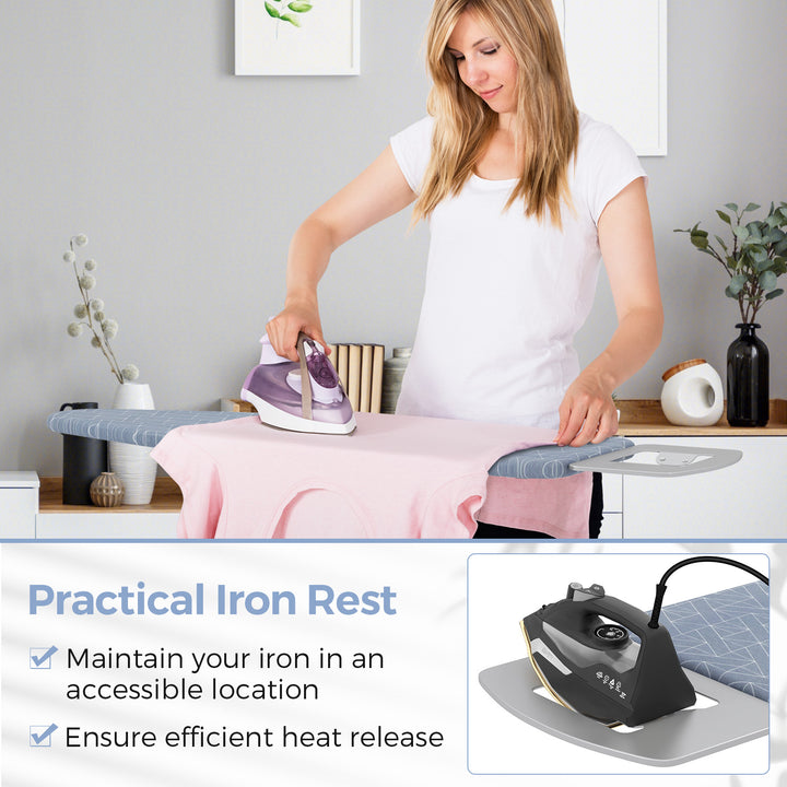 Giantex Ironing Board with Iron Rest, 48'' x 13.5'' Carbon Steel Iron Board with 4 Layer Heat Resistant Cover & Pad
