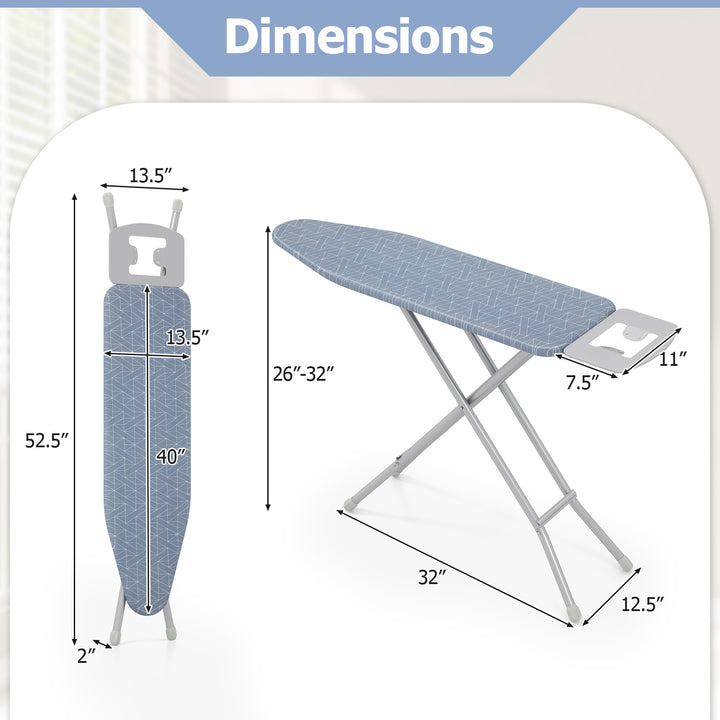 Giantex Ironing Board with Iron Rest, 48'' x 13.5'' Carbon Steel Iron Board with 4 Layer Heat Resistant Cover & Pad
