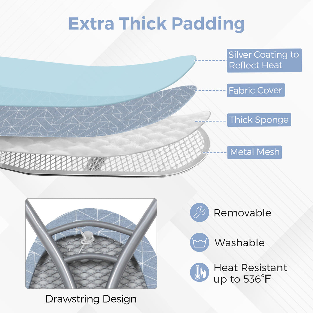 Giantex Ironing Board with Iron Rest, 48'' x 13.5'' Carbon Steel Iron Board with 4 Layer Heat Resistant Cover & Pad