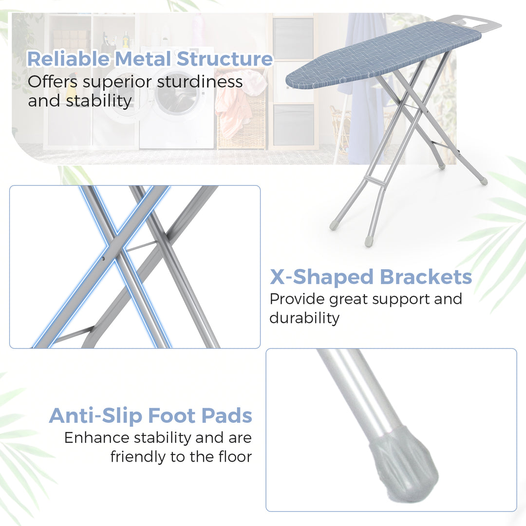 Giantex Ironing Board with Iron Rest, 48'' x 13.5'' Carbon Steel Iron Board with 4 Layer Heat Resistant Cover & Pad
