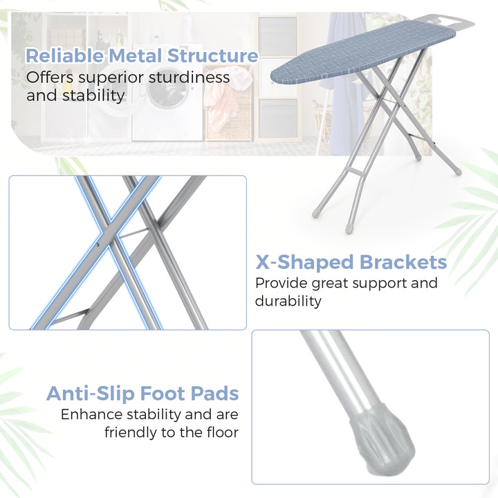 Giantex Ironing Board with Iron Rest, 48'' x 13.5'' Carbon Steel Iron Board with 4 Layer Heat Resistant Cover & Pad
