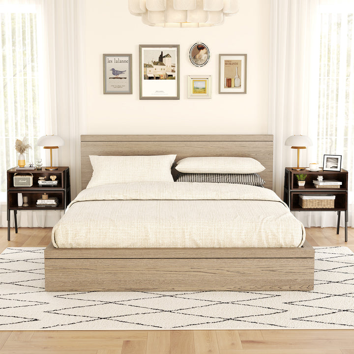 Giantex Stackable End Table Set of 2, Compact Nightstands w/Metal Frame & Open Compartments
