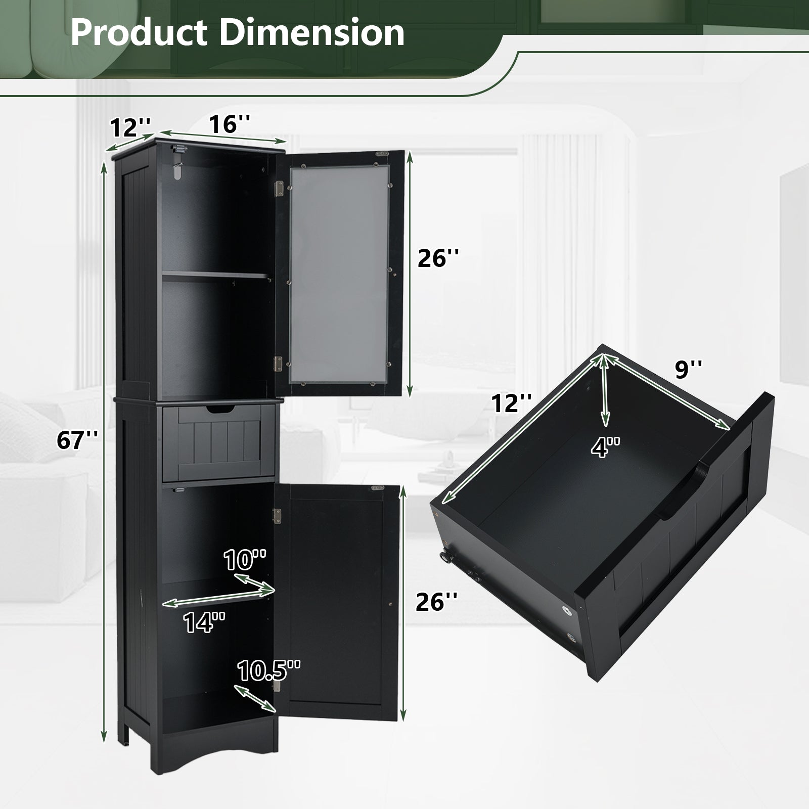 Giantex Freestanding Bathroom Storage Cabinet