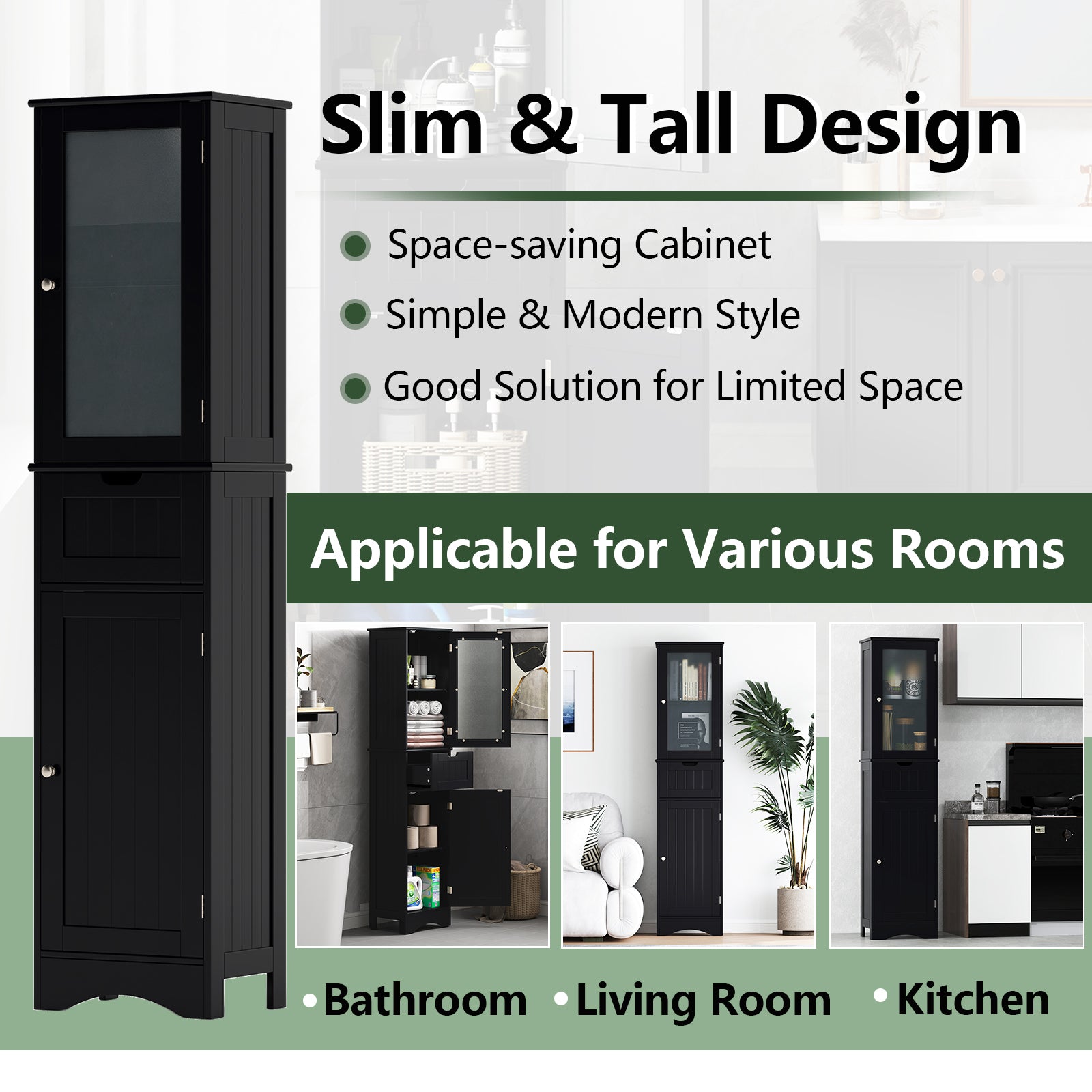 Giantex Freestanding Bathroom Storage Cabinet