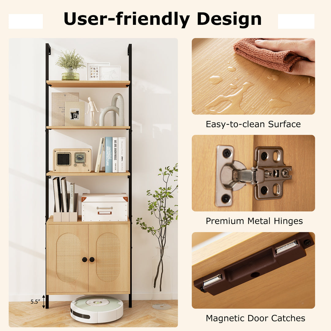 Giantex Ladder Bookshelf with Cabinet