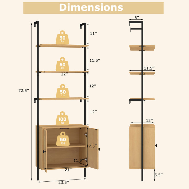Giantex Ladder Bookshelf with Cabinet