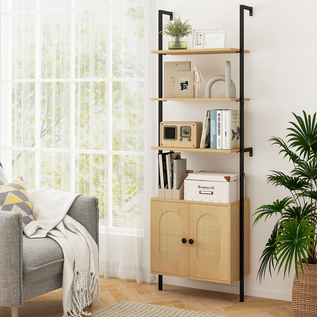 Giantex Ladder Bookshelf with Cabinet