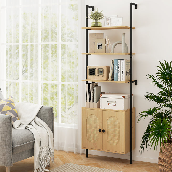Giantex Ladder Bookshelf with Cabinet