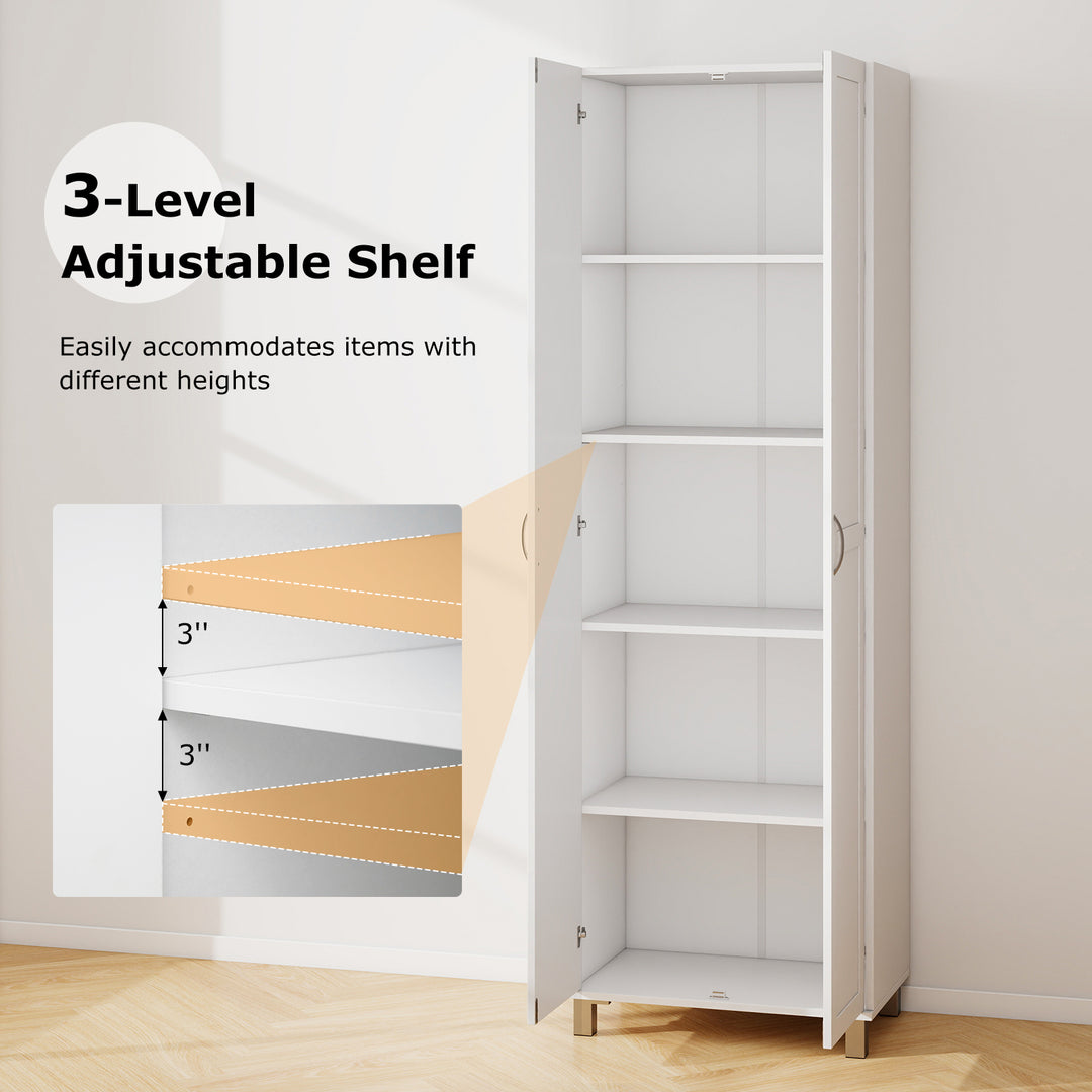 Giantex 74” Tall Wooden Storage Cabinet with 2 Doors