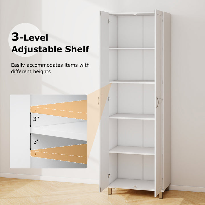 Giantex 74” Tall Wooden Storage Cabinet with 2 Doors