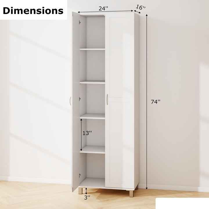 Giantex 74” Tall Wooden Storage Cabinet with 2 Doors