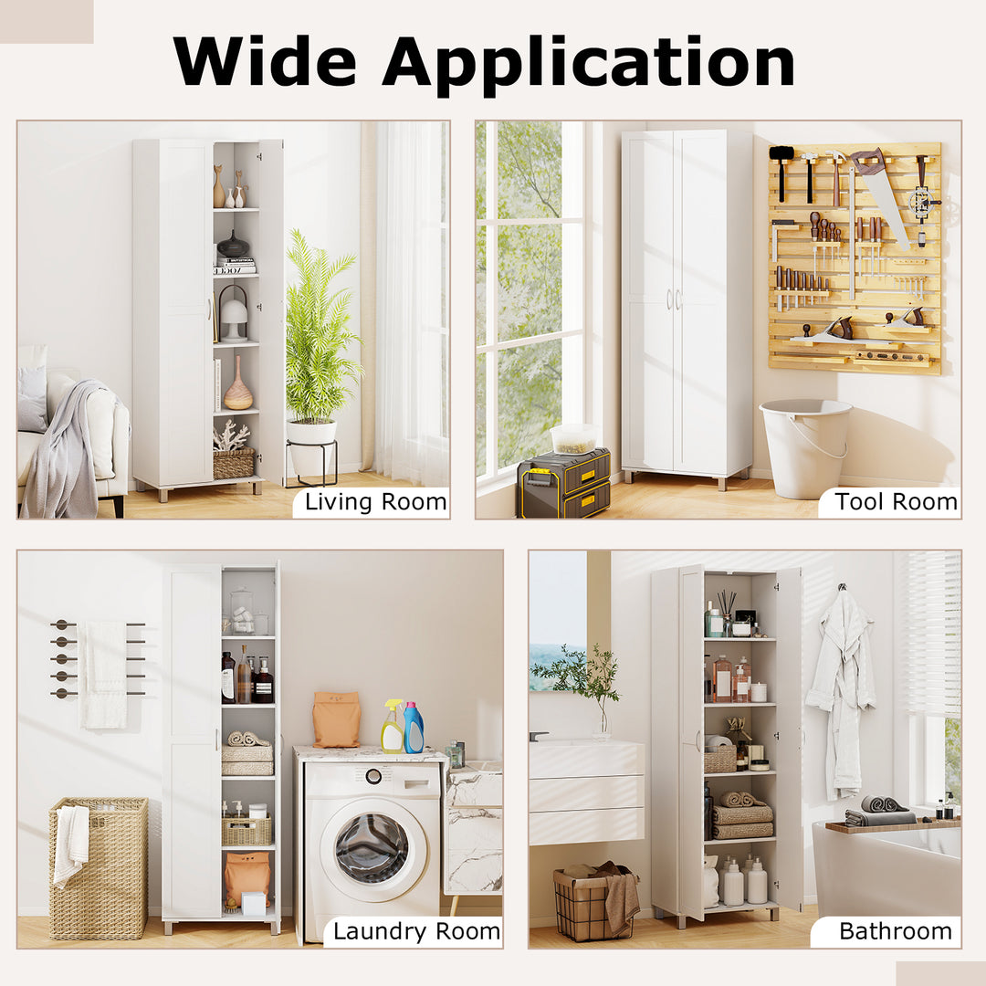 Giantex 74” Tall Wooden Storage Cabinet with 2 Doors