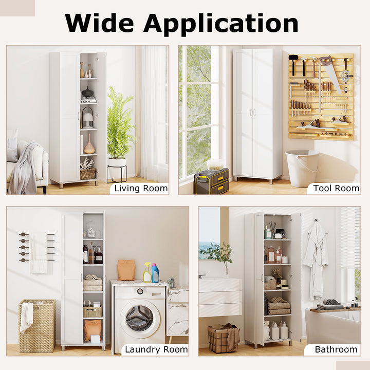 Giantex 74” Tall Wooden Storage Cabinet with 2 Doors