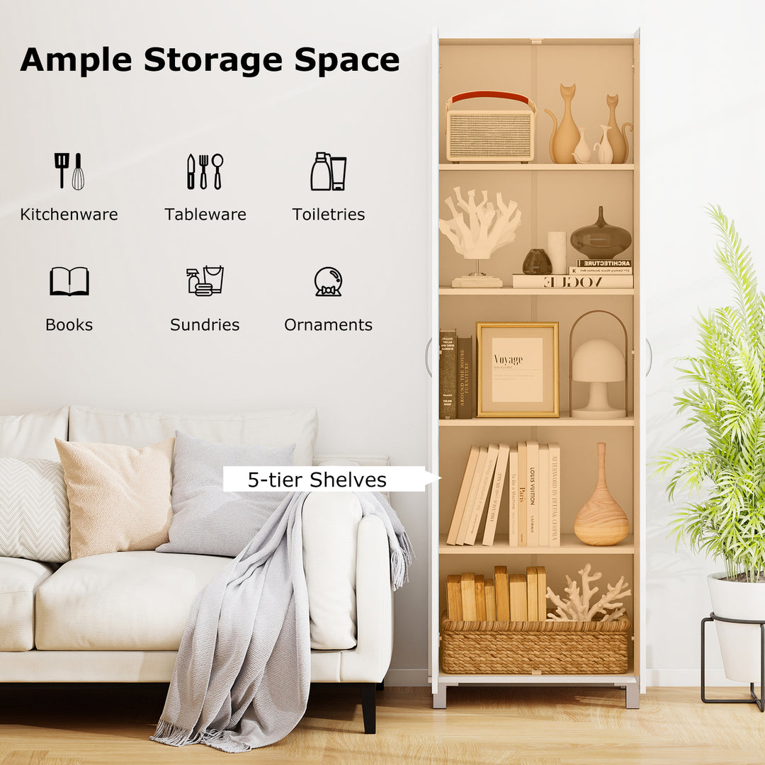 Giantex 74” Tall Wooden Storage Cabinet with 2 Doors