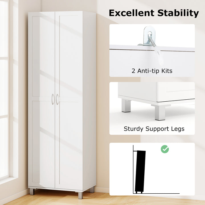 Giantex 74” Tall Wooden Storage Cabinet with 2 Doors